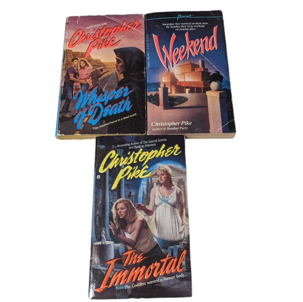 LOT of 3 Vintage Christopher Pike Books -The Immortal, Weekend, Whisper of Death